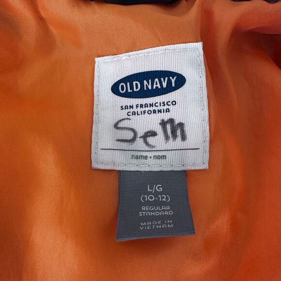 Old Navy Camo Puffer Vest Orange Lined - Size Large - Picture 3 of 6